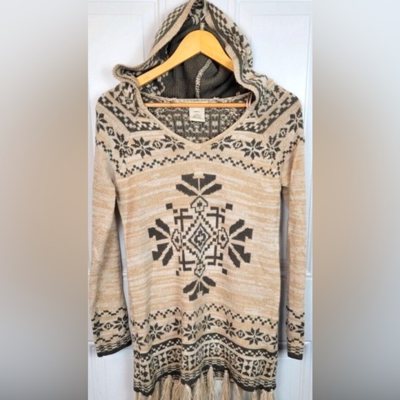 Flying Tomato snowflake fairisle fringe bottom hooded sweater - Picture 10 of 10